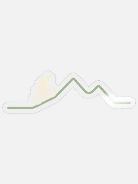 Mountainbike Berglinie – Minimalistisches Motiv - Sticker Größe S (10 x 10 cm) - Transparent glänzend