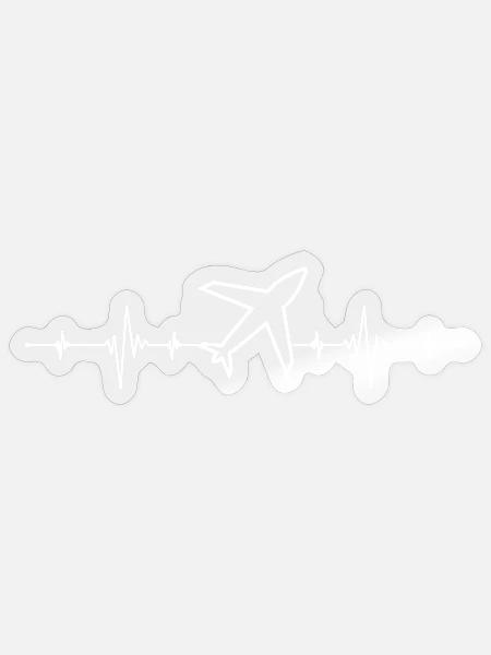 Flugzeug Puls Herzschlag Pilot Flughafen Fliegen - Sticker Größe S (10 x 10 cm) - Transparent glänzend