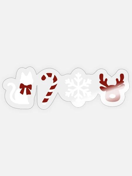 Weihnachtskatze & Rentier - Sticker Größe S (10 x 10 cm) - Transparent glänzend