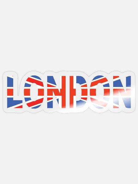 London hingelegt mit Flagge - Sticker Größe S (10 x 10 cm) - Transparent glänzend