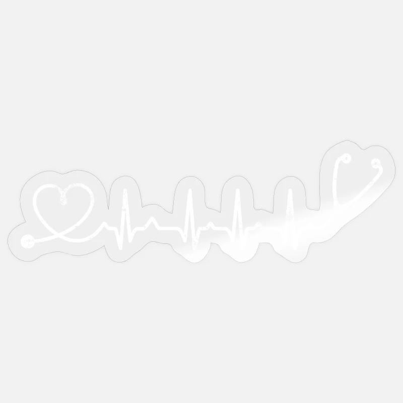 Puls-Herzschlag-Stethoskop - Sticker Größe S (10 x 10 cm) - Transparent glänzend