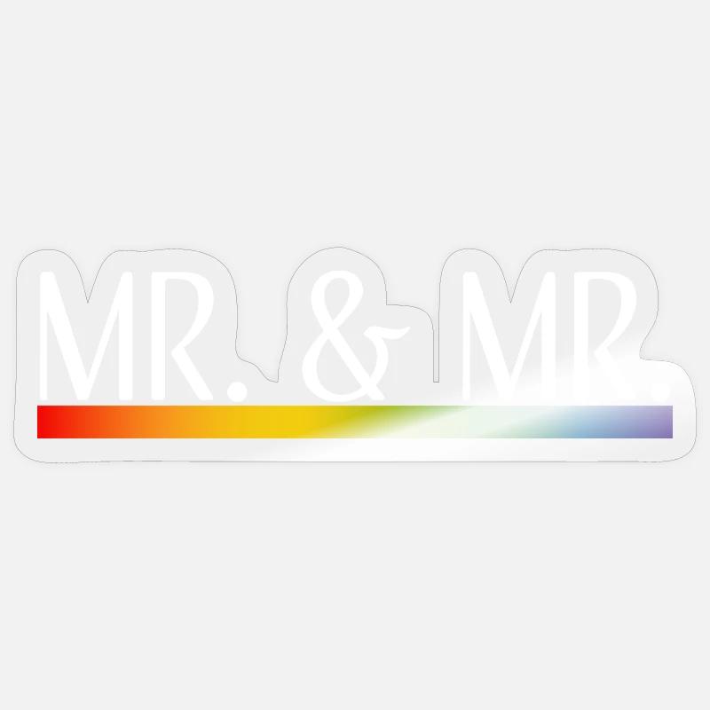 Rayures arc-en-ciel M. et M. blanc Sticker taille S (10 x 10 cm)