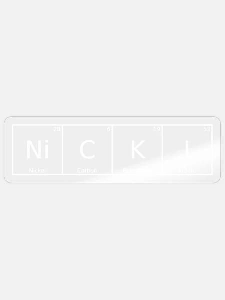 Nicki Name Vorname Chemie Periodensystem Elemente - Sticker Größe S (10 x 10 cm) - Transparent glänzend