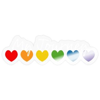 Regenbogenherzchen my journey weiss - Sticker Größe S (10 x 10 cm) - Transparent glänzend - Vorne