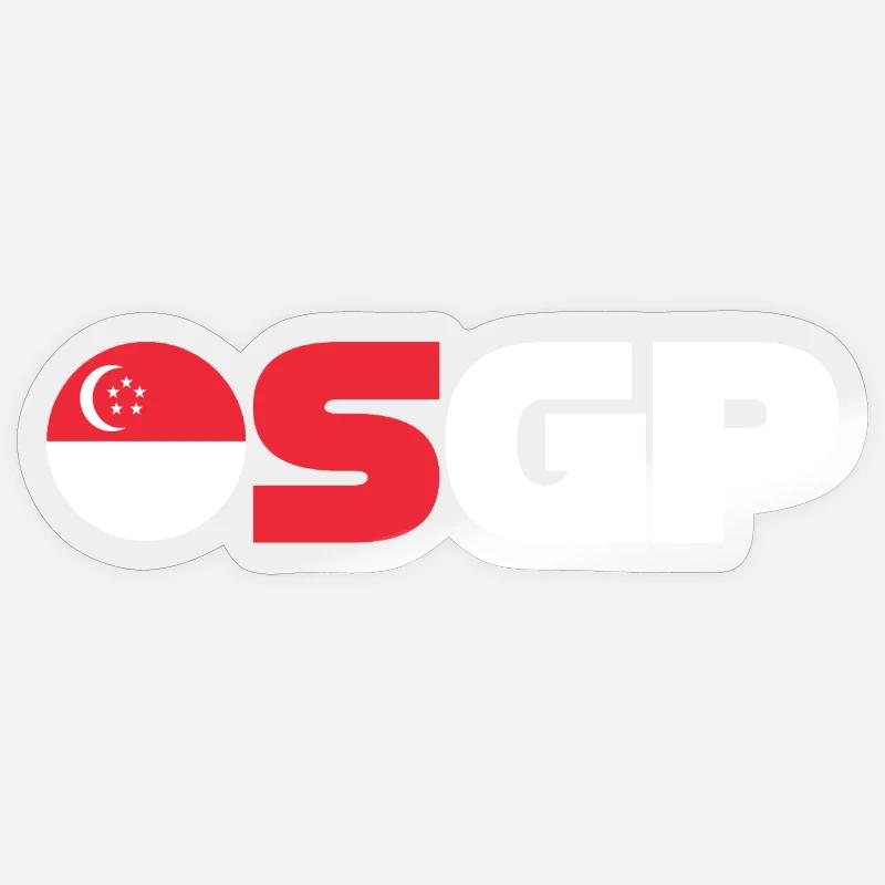 Singapour - Sticker taille S (10 x 10 cm) - brillant transparent