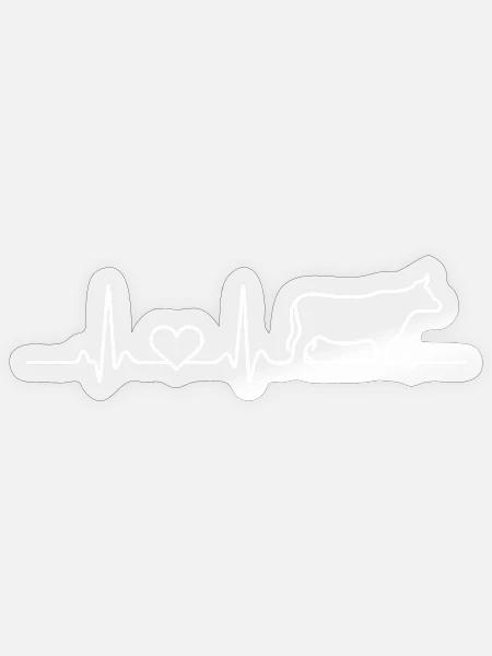Herzschlag Kuh - Sticker Größe S (10 x 10 cm) - Transparent glänzend