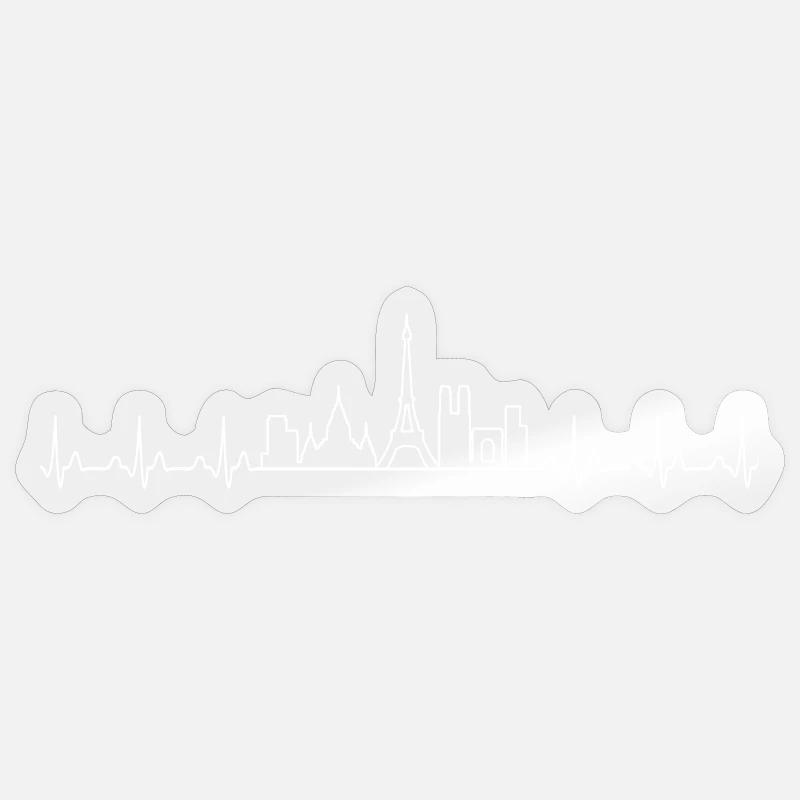 Conception du rythme cardiaque du skyline de Paris - Sticker taille S (10 x 10 cm) - brillant transparent