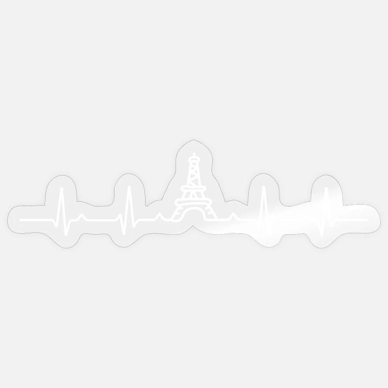 Heartbeat Eiffel Tower - Sticker size S (10 x 10 cm) - transparent glossy
