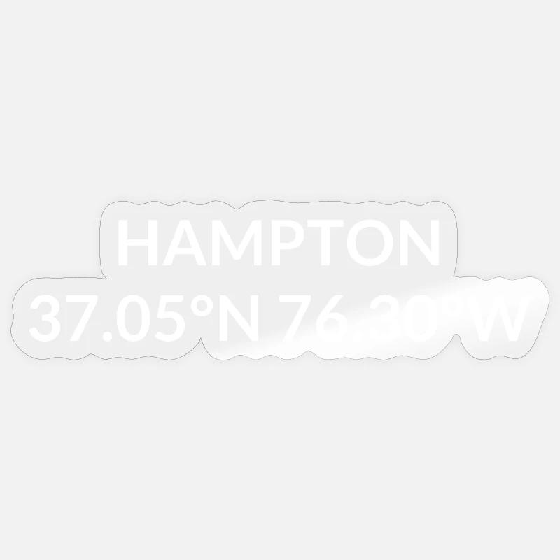 Coordonnées Hampton, Virginie, États-Unis - Sticker taille S (10 x 10 cm) - brillant transparent