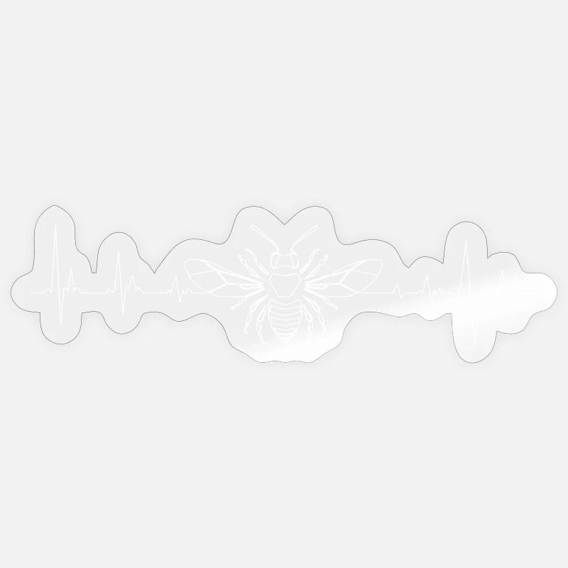 Bee Pulse Line Art - Sticker size S (10 x 10 cm) - transparent glossy