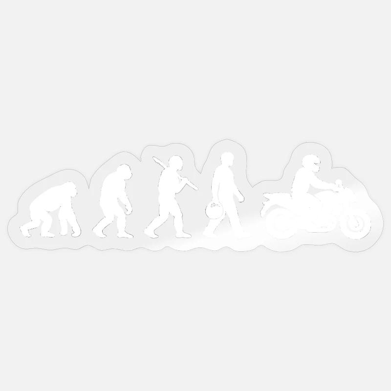 Evolution zum Motorrad - Sticker Größe S (10 x 10 cm) - Transparent glänzend