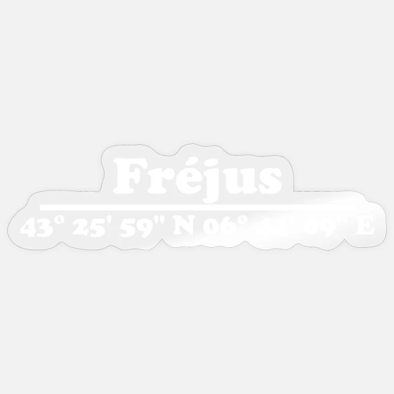 Coordonnées de Fréjus - Sticker taille S (10 x 10 cm) - brillant transparent