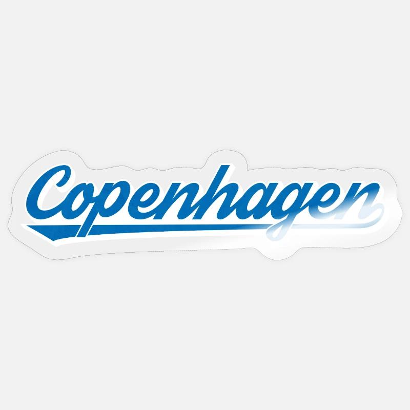 Lettrage de Copenhague Graphique bleu-blanc - Sticker taille S (10 x 10 cm) - brillant transparent