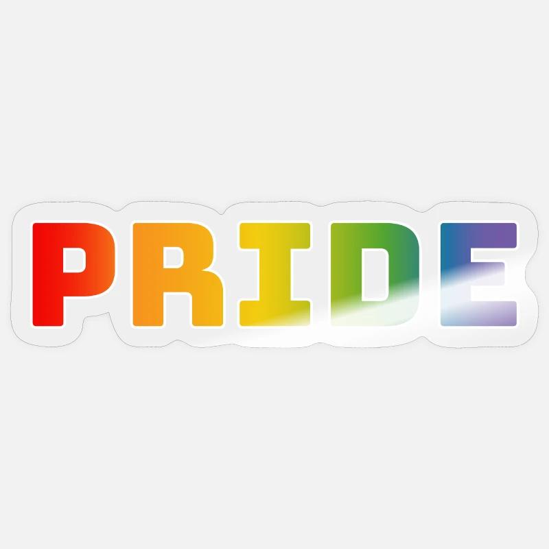 Rainbow pride blanc Sticker taille S (10 x 10 cm)