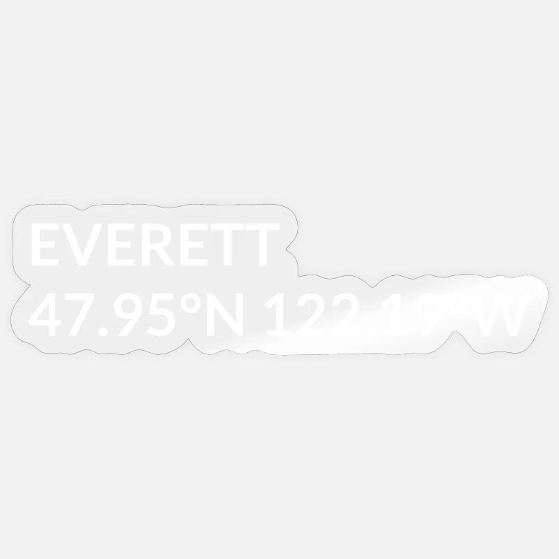 Everett, Washington, États-Unis, Coordonnées - Sticker taille S (10 x 10 cm) - brillant transparent