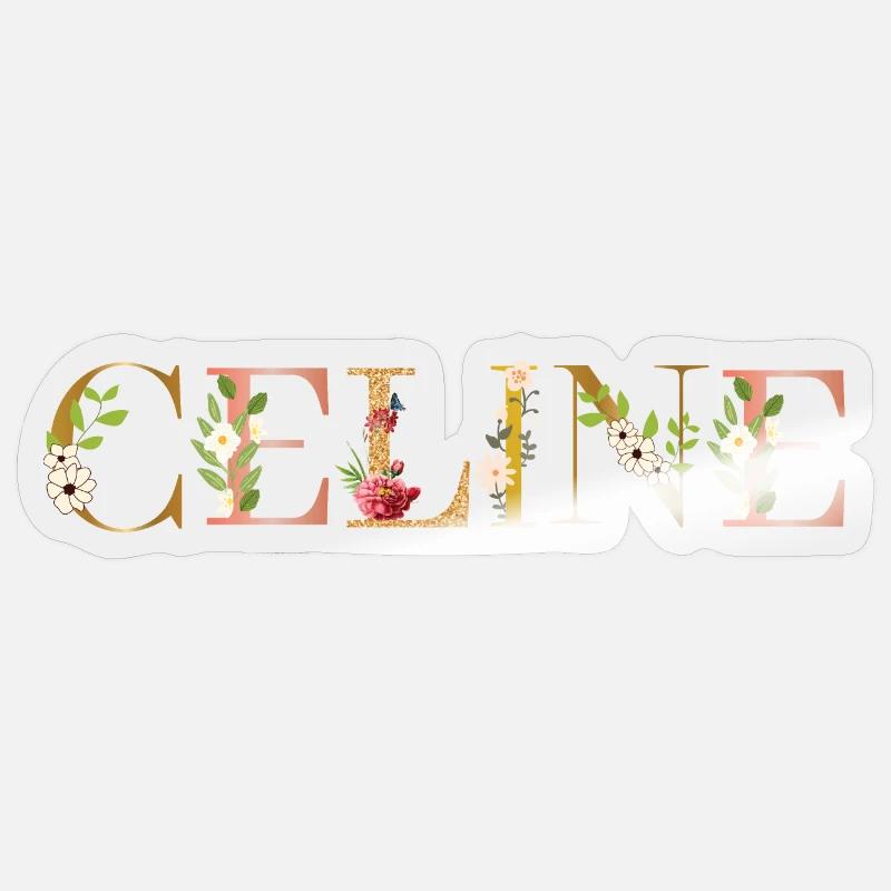 Prénom de Céline orné de fleurs Sticker taille S (10 x 10 cm)