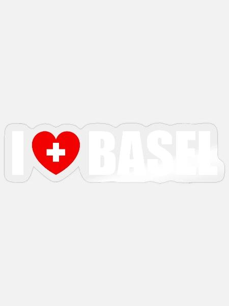 I love Basel Schweiz - Sticker Größe S (10 x 10 cm) - Transparent glänzend