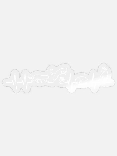 Heartbeat Love Cats - Sticker Größe S (10 x 10 cm) - Transparent glänzend