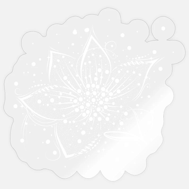 White flower - Sticker size S (10 x 10 cm) - transparent glossy