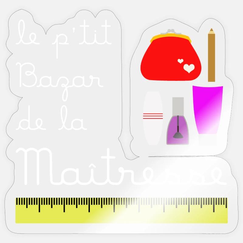 Le p'tit bazar de la Maîtresse (écrit blanc) Sticker taille S (10 x 10 cm)