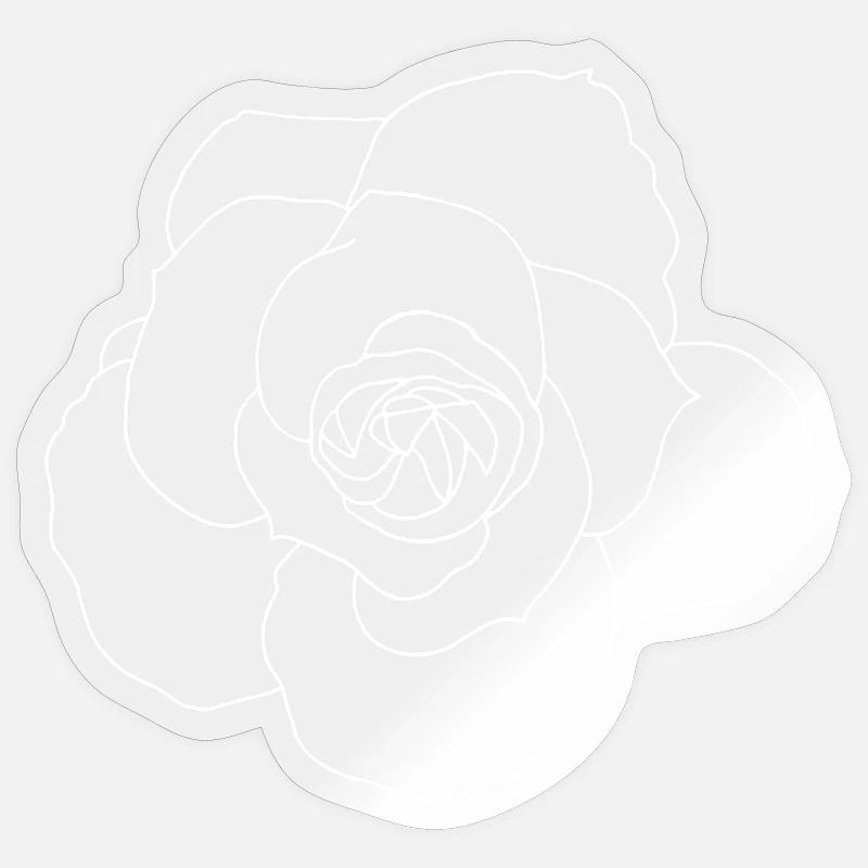 Weiße Rose - Sticker Größe S (10 x 10 cm) - Transparent glänzend