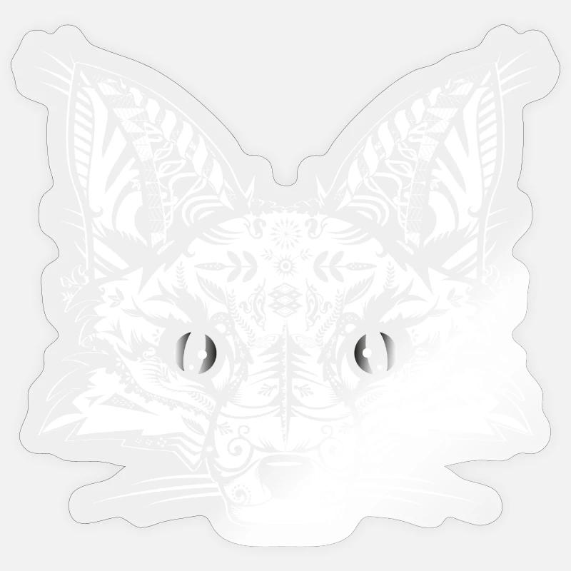 A fox head -White - Sticker size S (10 x 10 cm) - transparent glossy