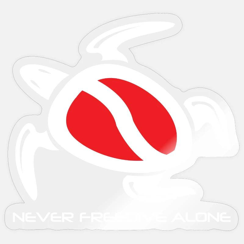 freedive turtle - Sticker size S (10 x 10 cm) - transparent glossy
