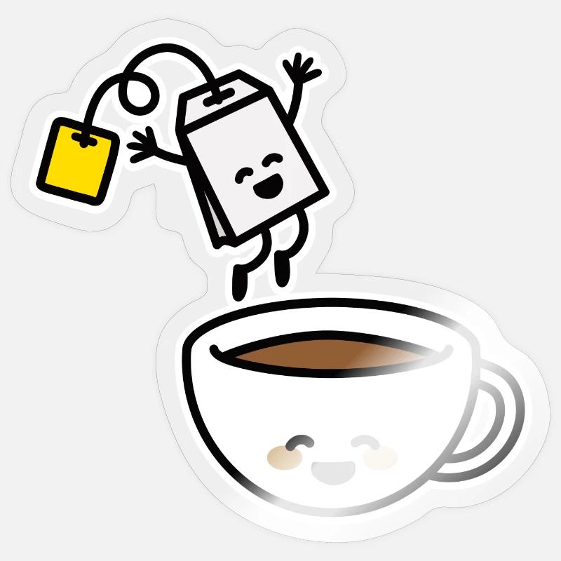 Thé teet tee-teet teet teet - Sticker taille S (10 x 10 cm) - brillant transparent