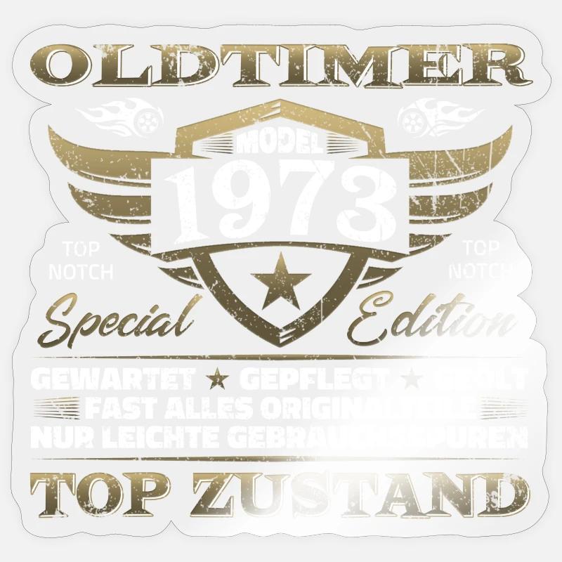 Vintage 1973 Geburtstagsgeschenk – 1973er Lustig - Sticker Größe S (10 x 10 cm) - Transparent glänzend