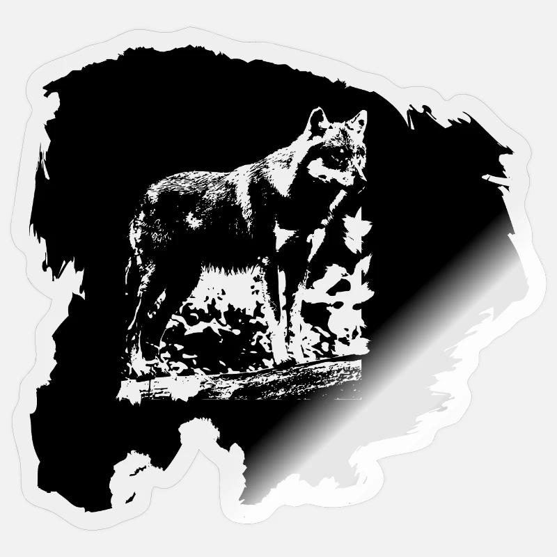 Wolf watching its prey - Sticker size S (10 x 10 cm) - transparent glossy