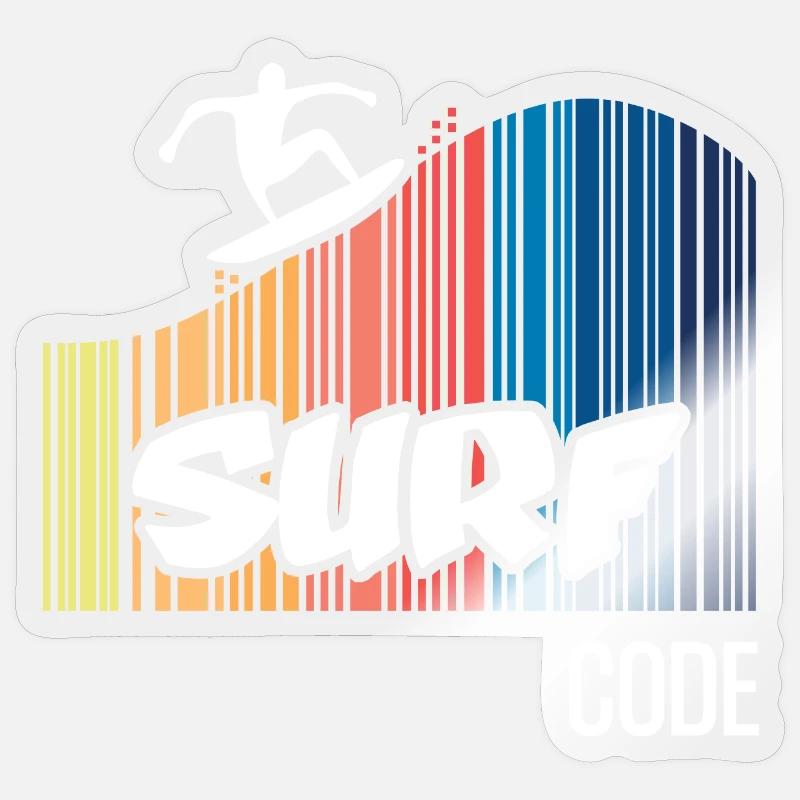 Code de surf (sombre) - Sticker taille S (10 x 10 cm) - brillant transparent
