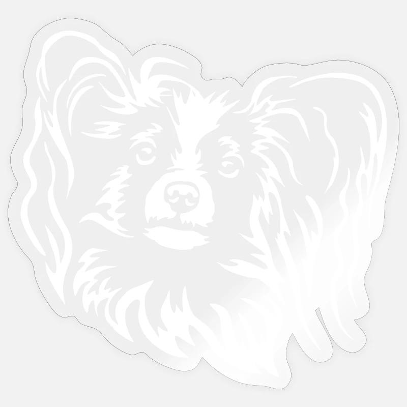Papillon Head "Black Edition" - Sticker size S (10 x 10 cm) - transparent glossy