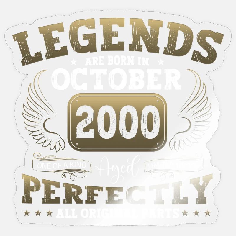 Legend October 2000 22nd Birthday Gift Fun - Sticker size S (10 x 10 cm) - transparent glossy
