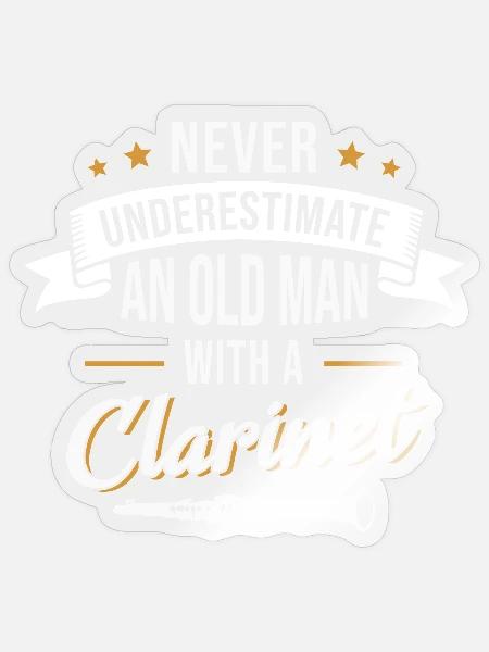 Klarinette Opa Musikinstrument Klarinettist - Sticker Größe S (10 x 10 cm) - Transparent glänzend