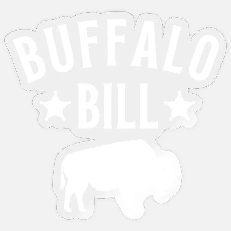 Buffalo bill, western, country, bison - Sticker taille S (10 x 10 cm) - brillant transparent