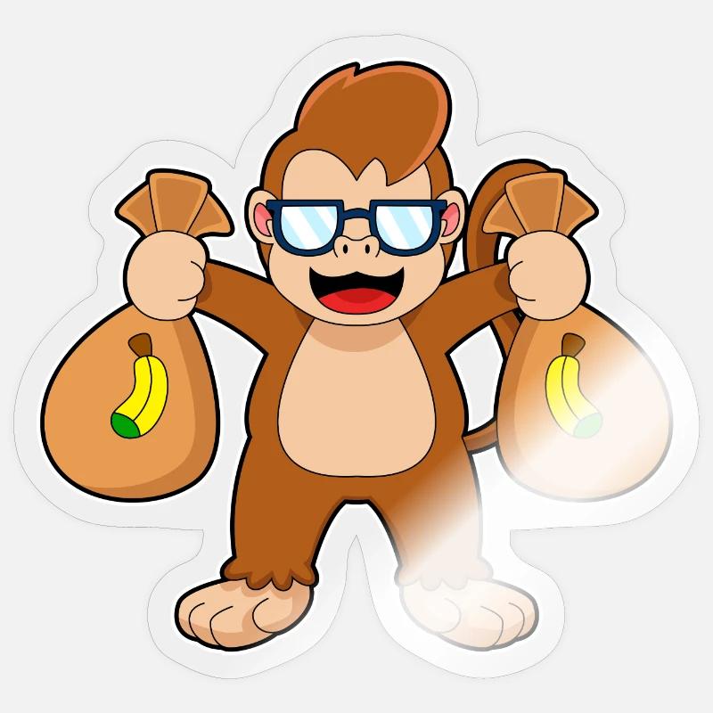 Affe Bandit Geldsack - Sticker Größe S (10 x 10 cm) - Transparent glänzend