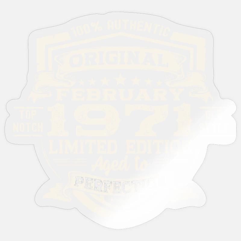 Februar Jahrgang 1971 52. Geburtstag Geschenk Mann Sticker Größe S (10 x 10 cm)