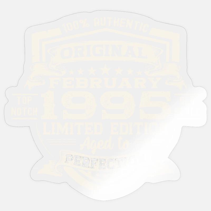 February born 1995 28th birthday gift man - Sticker size S (10 x 10 cm) - transparent glossy