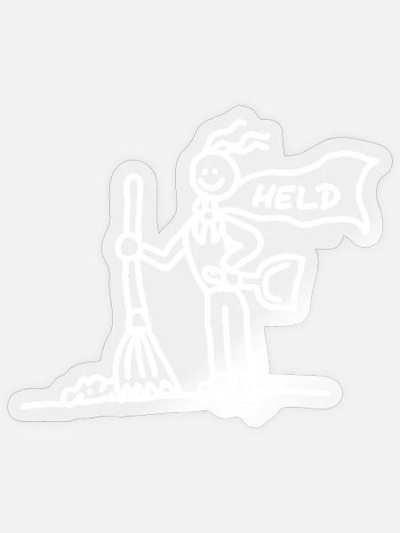Helfer Held Garderobendienst weiß - Sticker Größe S (10 x 10 cm) - Transparent glänzend