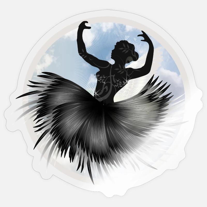 Ballet dancer dancing in the clouds with plumage Sticker size S (10 x 10 cm)