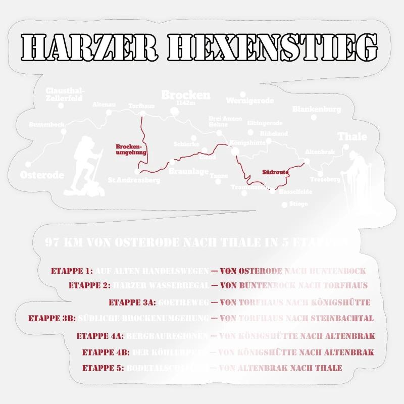 Harzer Hexenstieg Wandergruppen - 5 Etappe Sticker Größe S (10 x 10 cm)