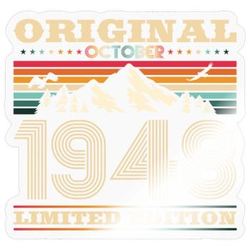 75e anniversaire Original Octobre Année 1948 - Sticker taille S (10 x 10 cm) - brillant transparent - Devant