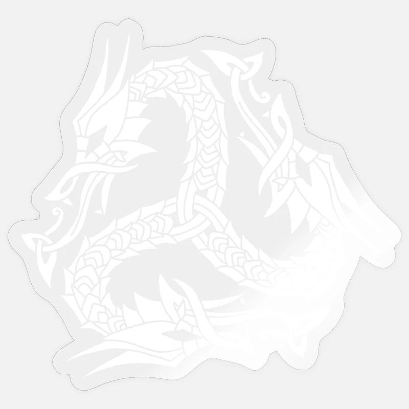 Celtic White Hydra - Sticker size S (10 x 10 cm) - transparent glossy