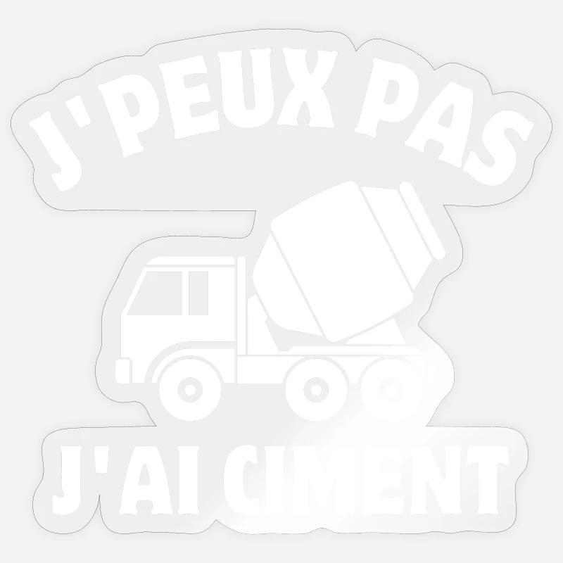 ciment, engin de chantier, chantier - Sticker taille S (10 x 10 cm) - brillant transparent