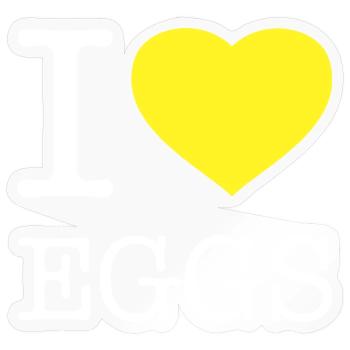 I LOVE EGGS - Sticker Größe S (10 x 10 cm) - Transparent glänzend - Vorne