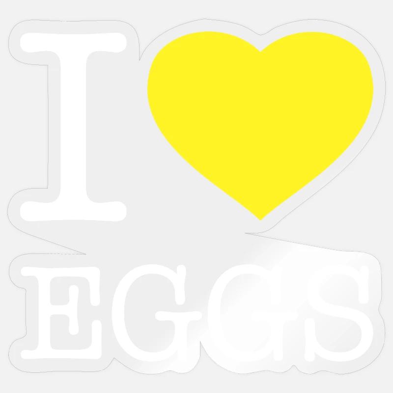 J’ADORE LES OEUFS - Sticker taille S (10 x 10 cm) - brillant transparent