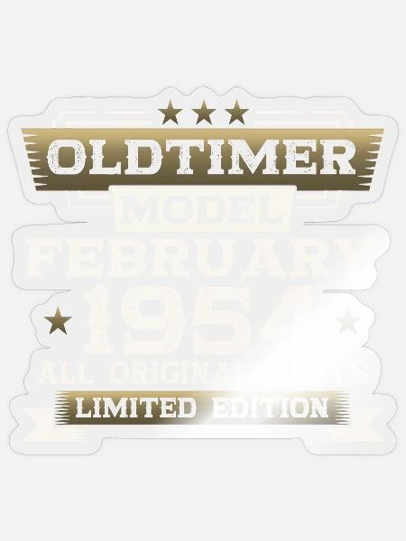 70. Geburtstag Oldtimer Februar Jahrgang 1954 - Sticker Größe S (10 x 10 cm) - Transparent glänzend