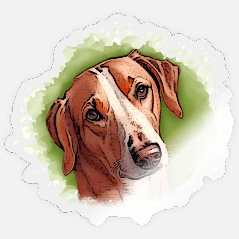 Chien SAVEBRACKE Chien de chasse Vert Aquarelle Design - Sticker taille S (10 x 10 cm) - brillant transparent