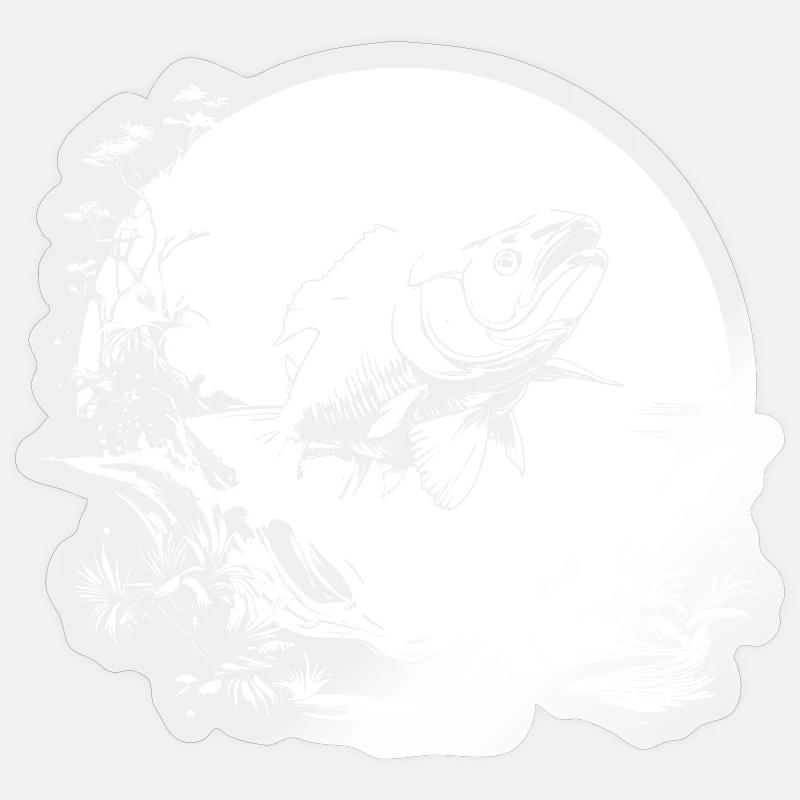 Dessin du pêcheur - Sticker taille S (10 x 10 cm) - brillant transparent