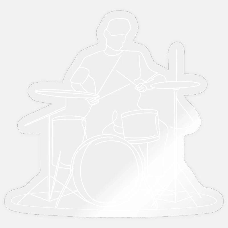 Drummer Drawing - Sticker size S (10 x 10 cm) - transparent glossy